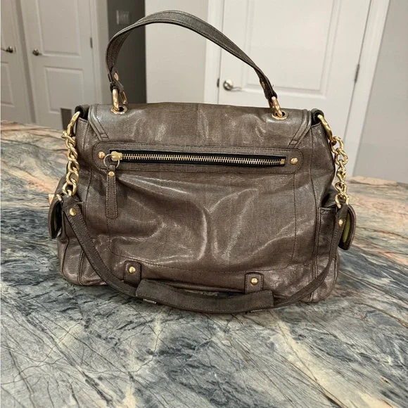 Coach Sydney Special Edition Turnlock Satchel Shoulder Bag Embossed Lizard